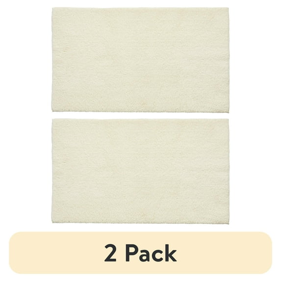 (2 pack) Better Homes & Gardens Ultra Soft Polyester Bath Rug, 23"x39", Vanilla Dream