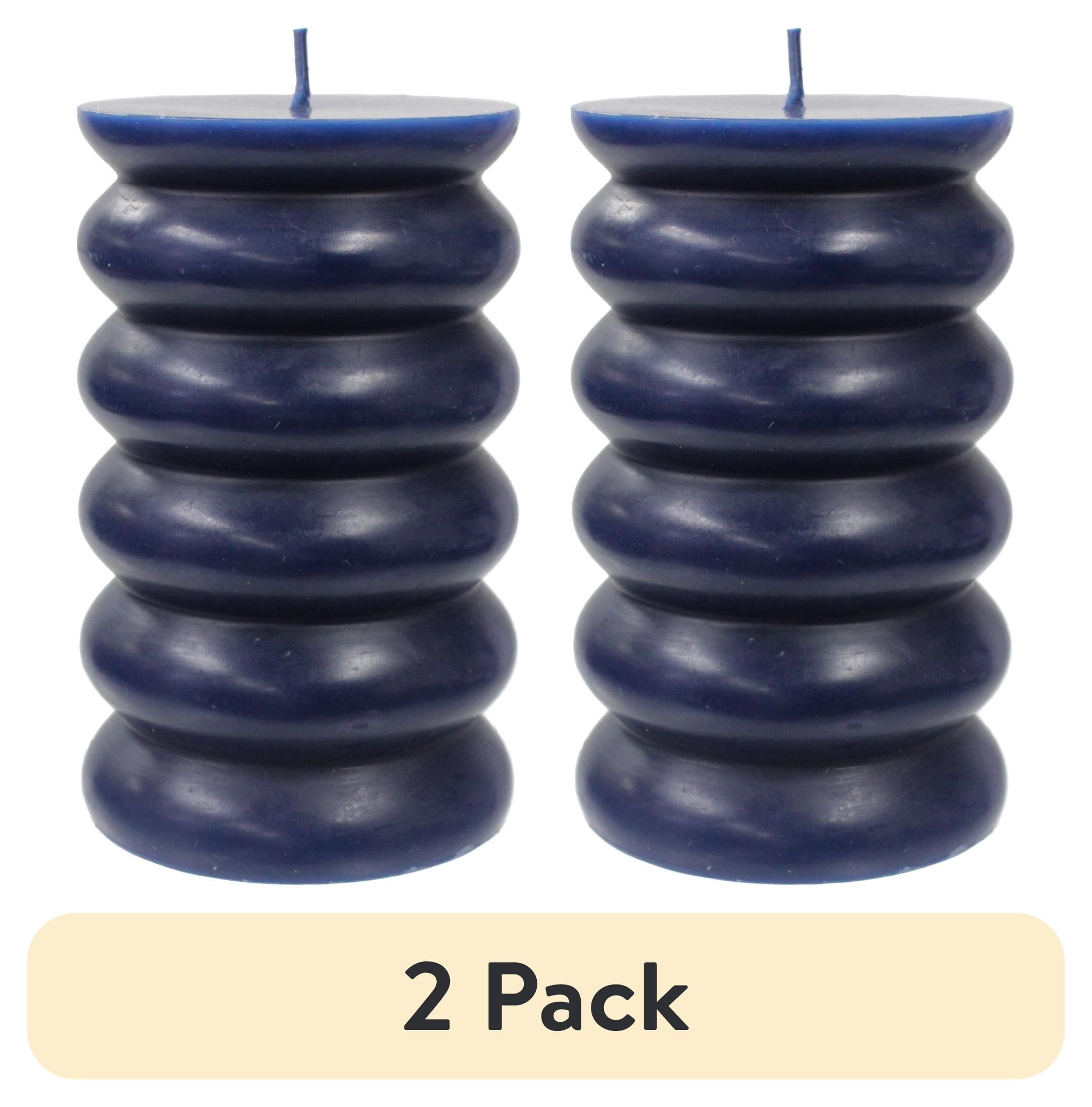 (2 pack) Better Homes & Gardens Unscented Bubble Pillar Candle, Blue, 3 in x 5 in