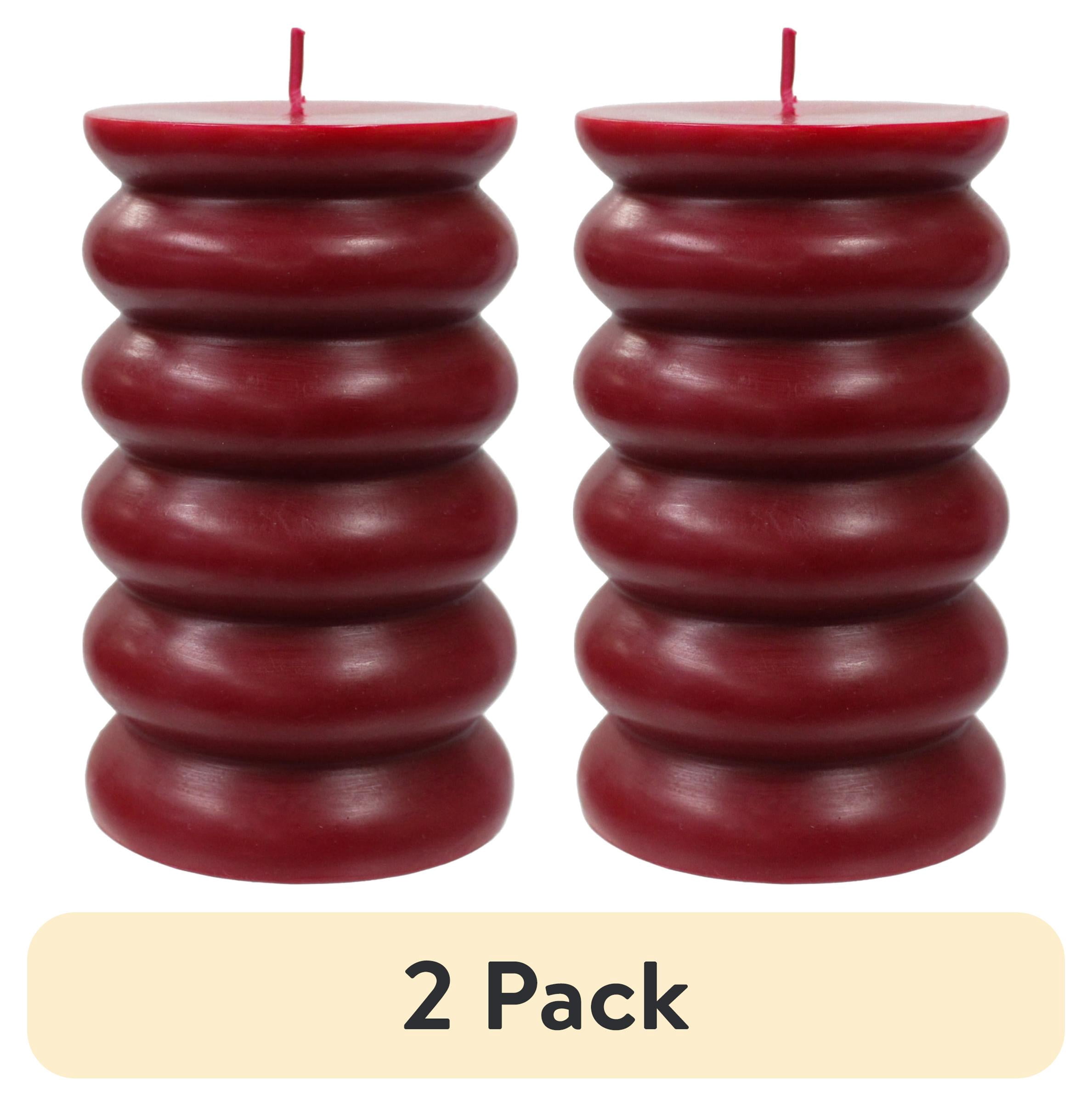 (2 pack) Better Homes & Gardens Bubble Pillar Candle, Unscented, 3 in x 5 in, Red