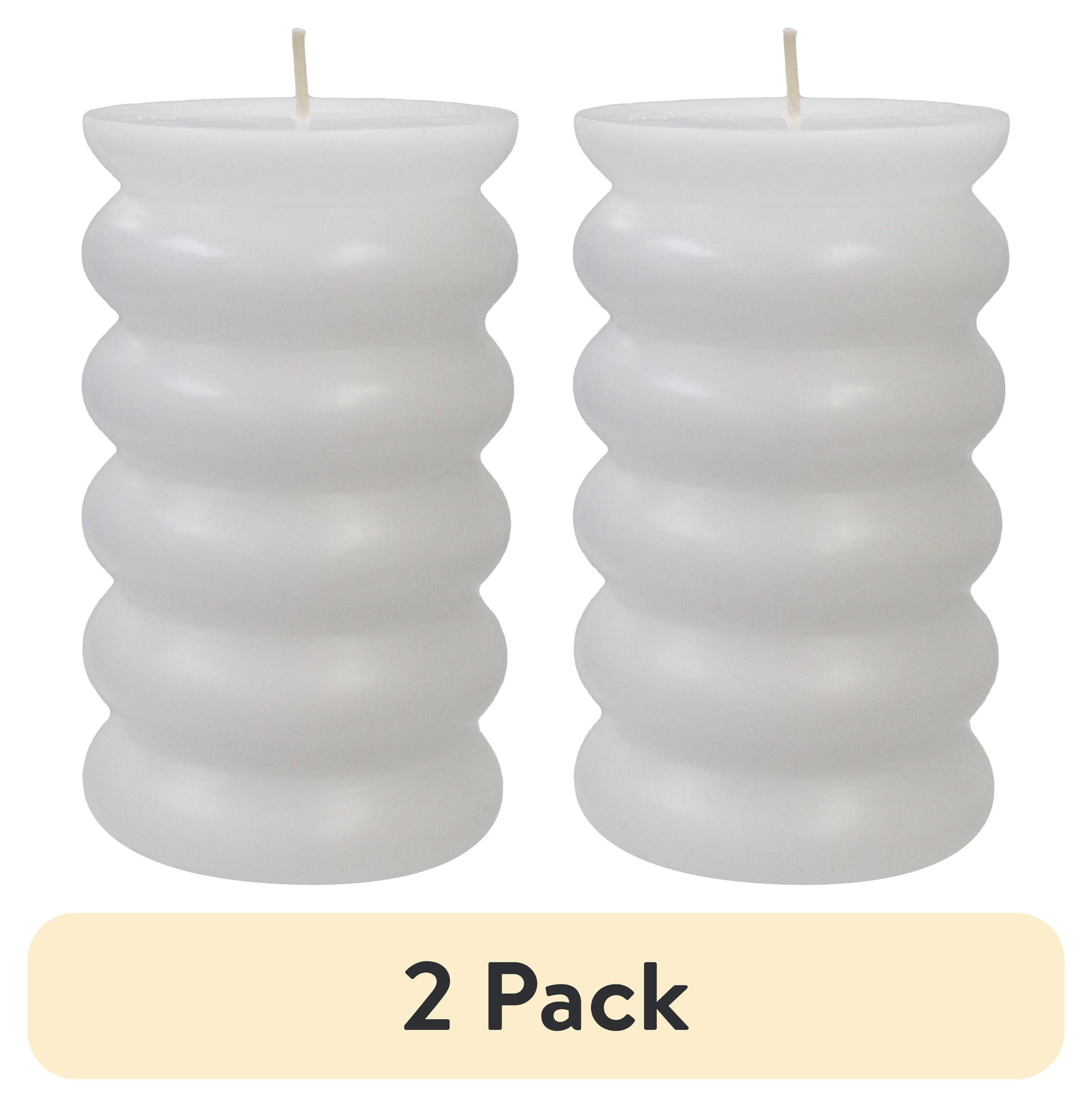 (2 pack) Better Homes & Gardens Unscented Bubble Pillar Candle, White, 3 in x 5 in