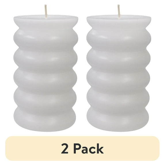 (2 pack) Better Homes & Gardens Unscented Pillar Candles, 3-Pack, 3x5 Inches, 3x4 Inches, White