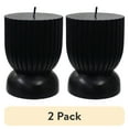 thumbnail image 1 of (2 pack) Better Homes & Gardens Unscented Ribbed Pillar Candle, 3x4 Inches, Black, 1 of 6