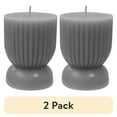 thumbnail image 1 of (2 pack) Better Homes & Gardens Unscented Ribbed Pillar Candle, 3x4 Inches, Gray, 1 of 6