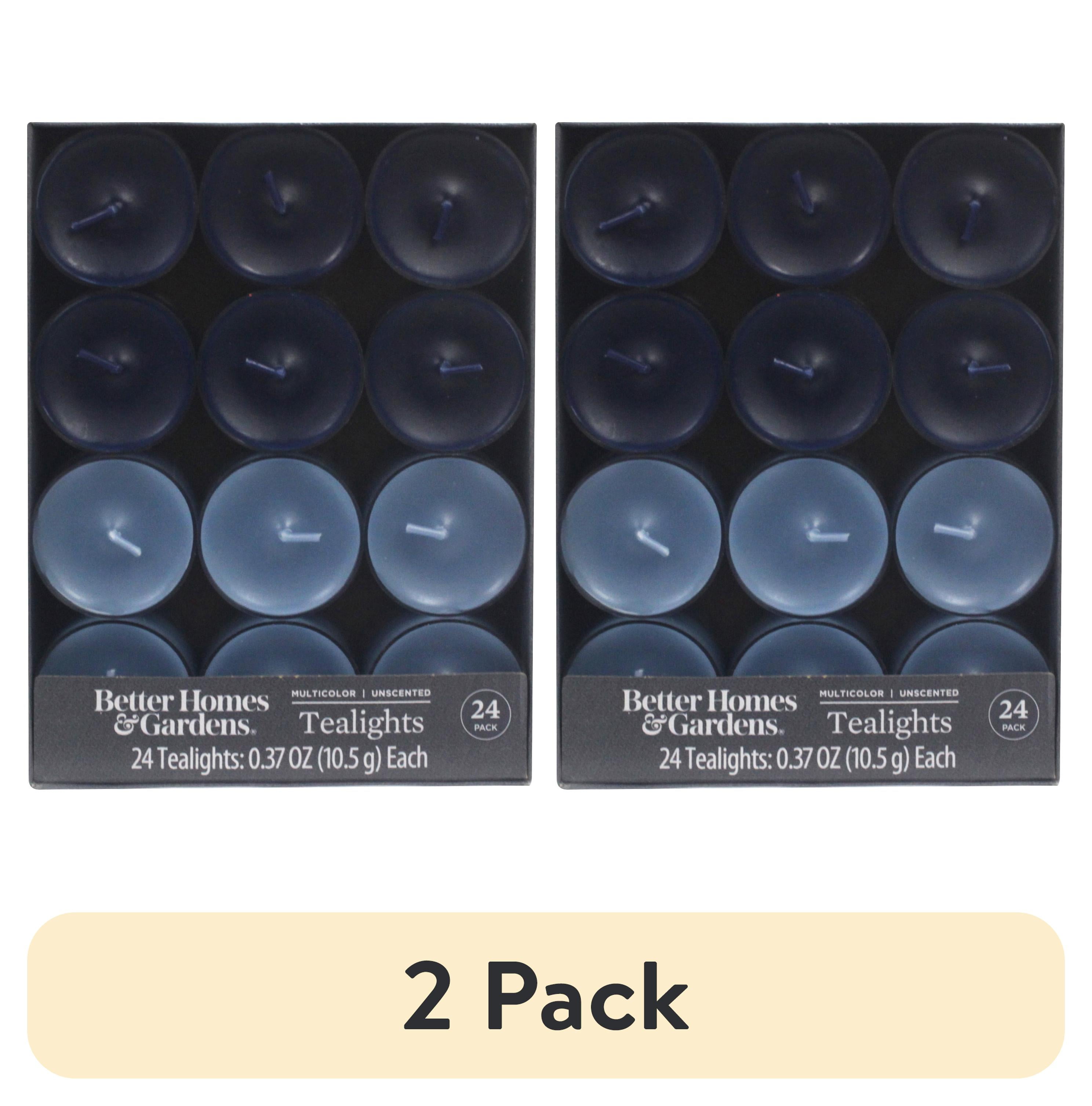 (2 pack) Better Homes & Gardens Unscented Tealight Candles, Blue, Dark Blue, 24-Pack