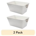 thumbnail image 1 of (2 pack) Better Homes & Gardens - Vanilla White Galvanized Large Rectangle Tub BH25100135203C1, 21.96 in L x 14.96 in W, 1 of 7