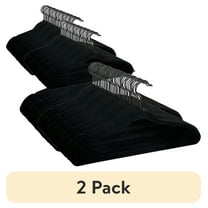 (2 pack) Better Homes & Gardens Velvet Clothing Hangers, 100 Pack, Black, Non-Slip, Space Saving
