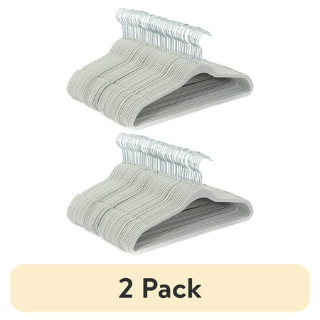 (2 pack) Better Homes & Gardens Velvet Adult Clothing Hangers, 30 Pack, Silver, Non-Slip, Space Saving