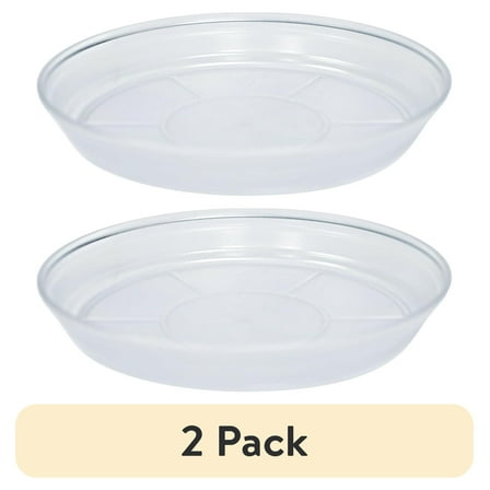 (2 pack) Better Homes & Gardens Vinyl Translucent Round Resin Saucer, 12-inch, Indoor & Outdoor Use