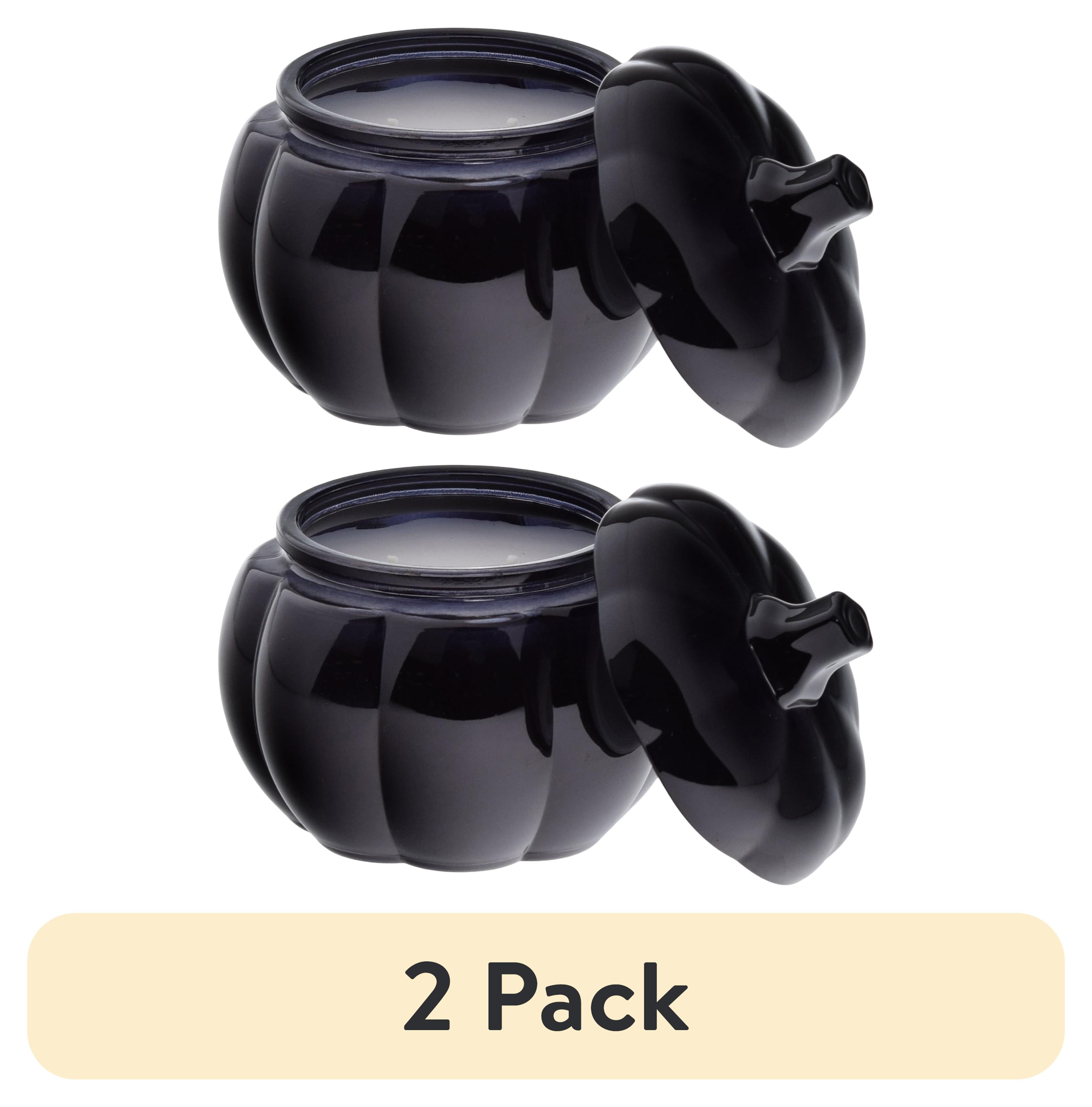 (2 pack) Better Homes & Gardens Warm Leathered Amber 2-Wick Pumpkin Jar Candle, 13.8 oz