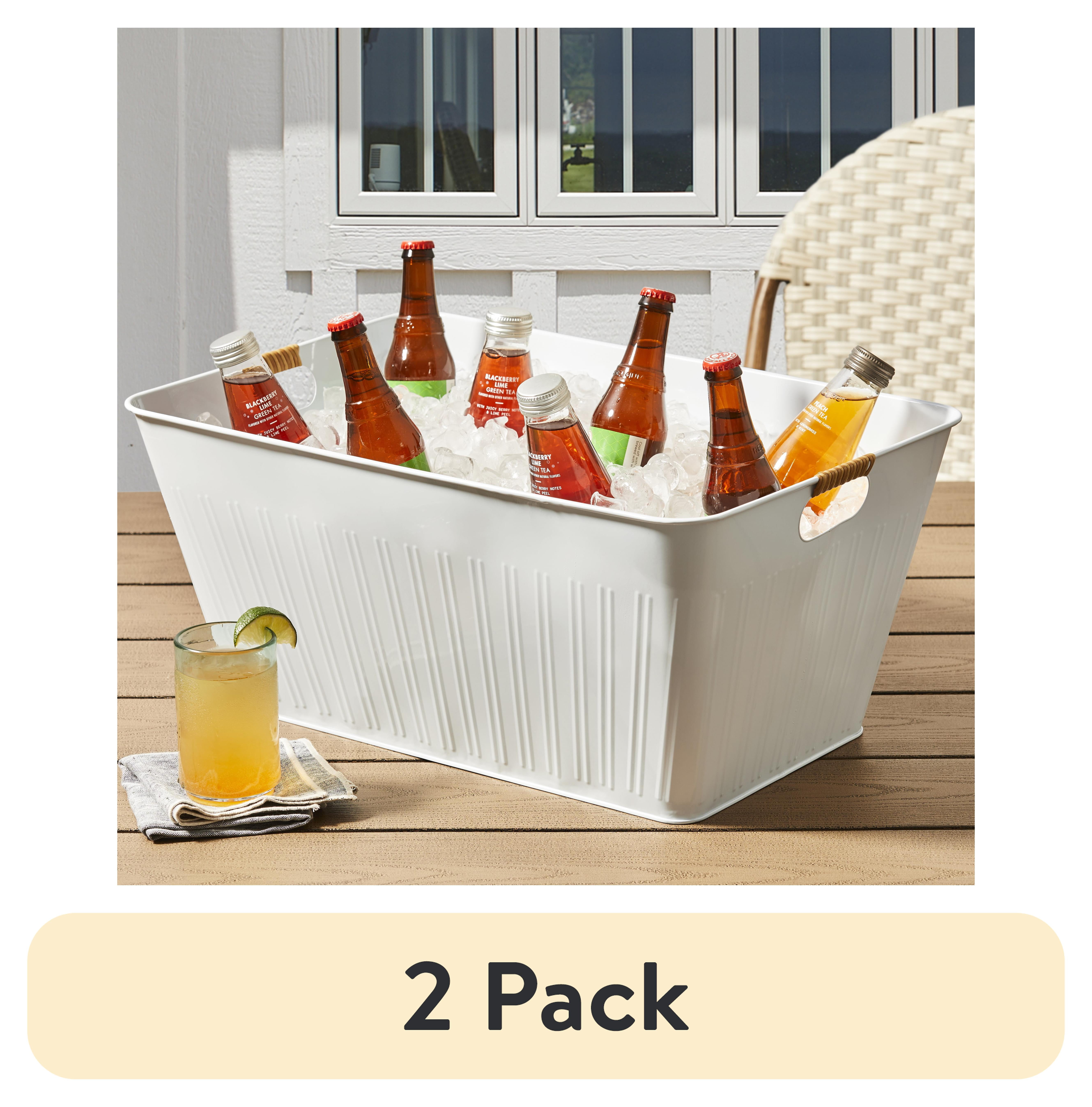 (2 pack) Better Homes & Gardens White Large Rectangle Galvanized Tub, 21.96" x 14.96"