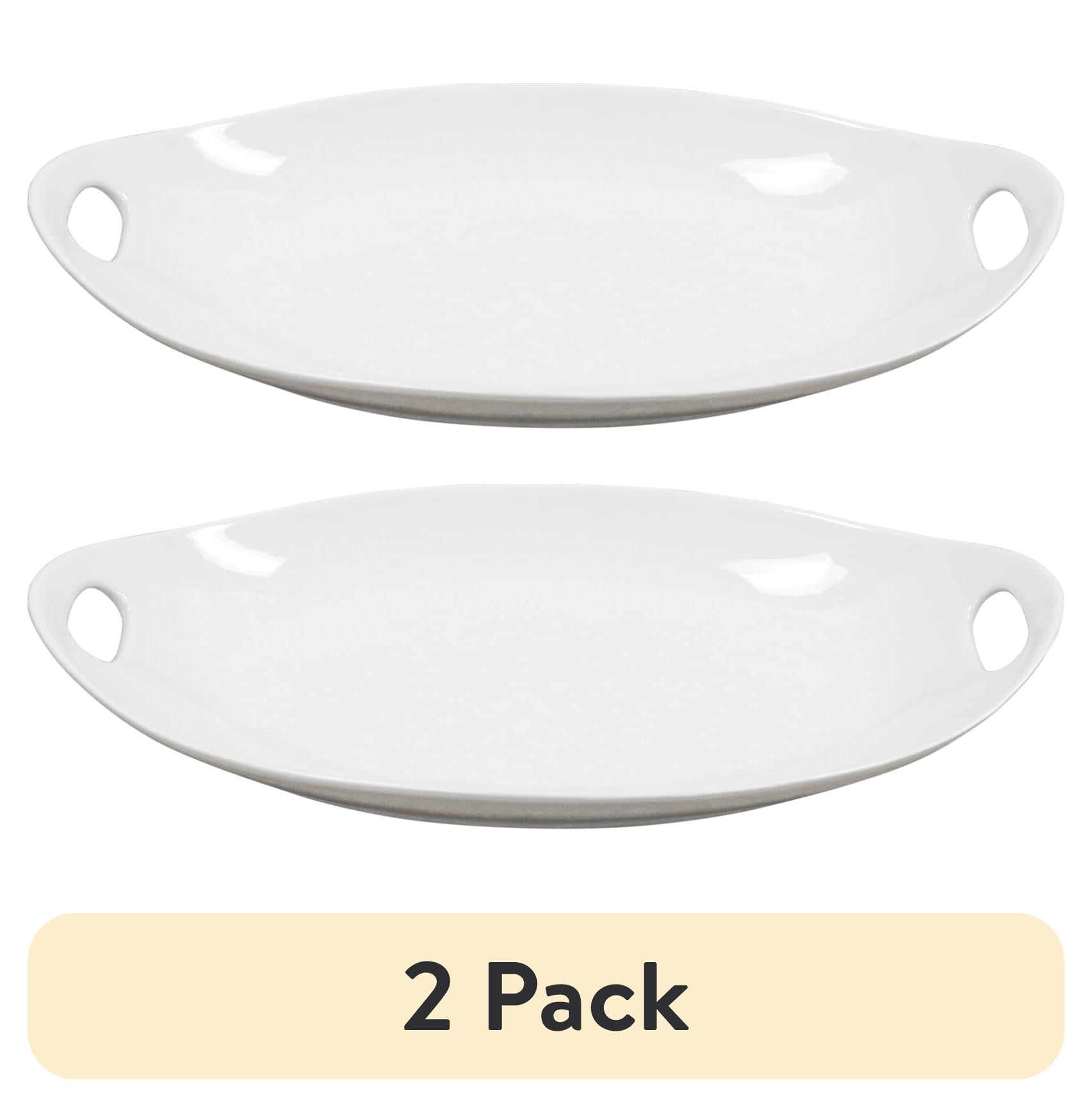(2 pack) Better Homes & Gardens White Porcelain Tray with Handles
