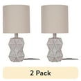 thumbnail image 1 of (2 pack) Better Homes & Gardens White Wash Faceted Faux Wood Table Lamp, 15.75"H LED Bulb Included, 1 of 10