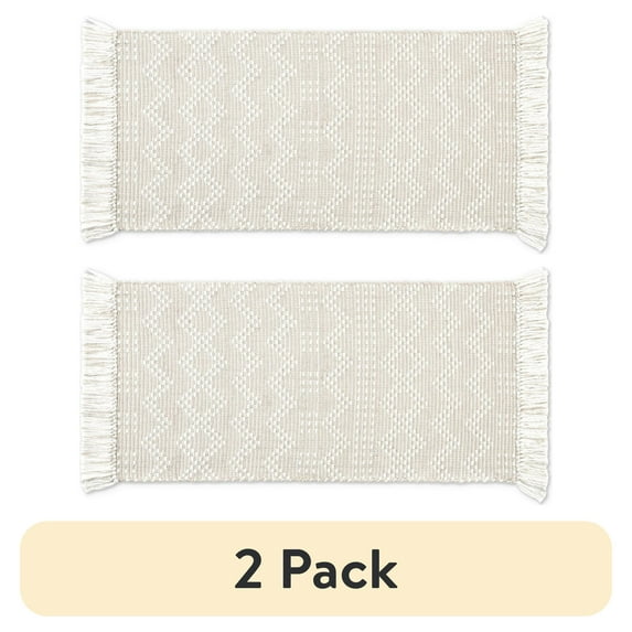 (2 pack) Better Homes & Gardens Wisteria Tan Kitchen Mat, 20" x 41"