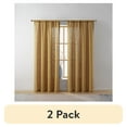 thumbnail image 1 of (2 pack) Better Homes & Gardens Woven Slub Rod Pocket Light Filtering Curtain Panel, 1-Piece, Gold, 52" W x 84" L, 1 of 6