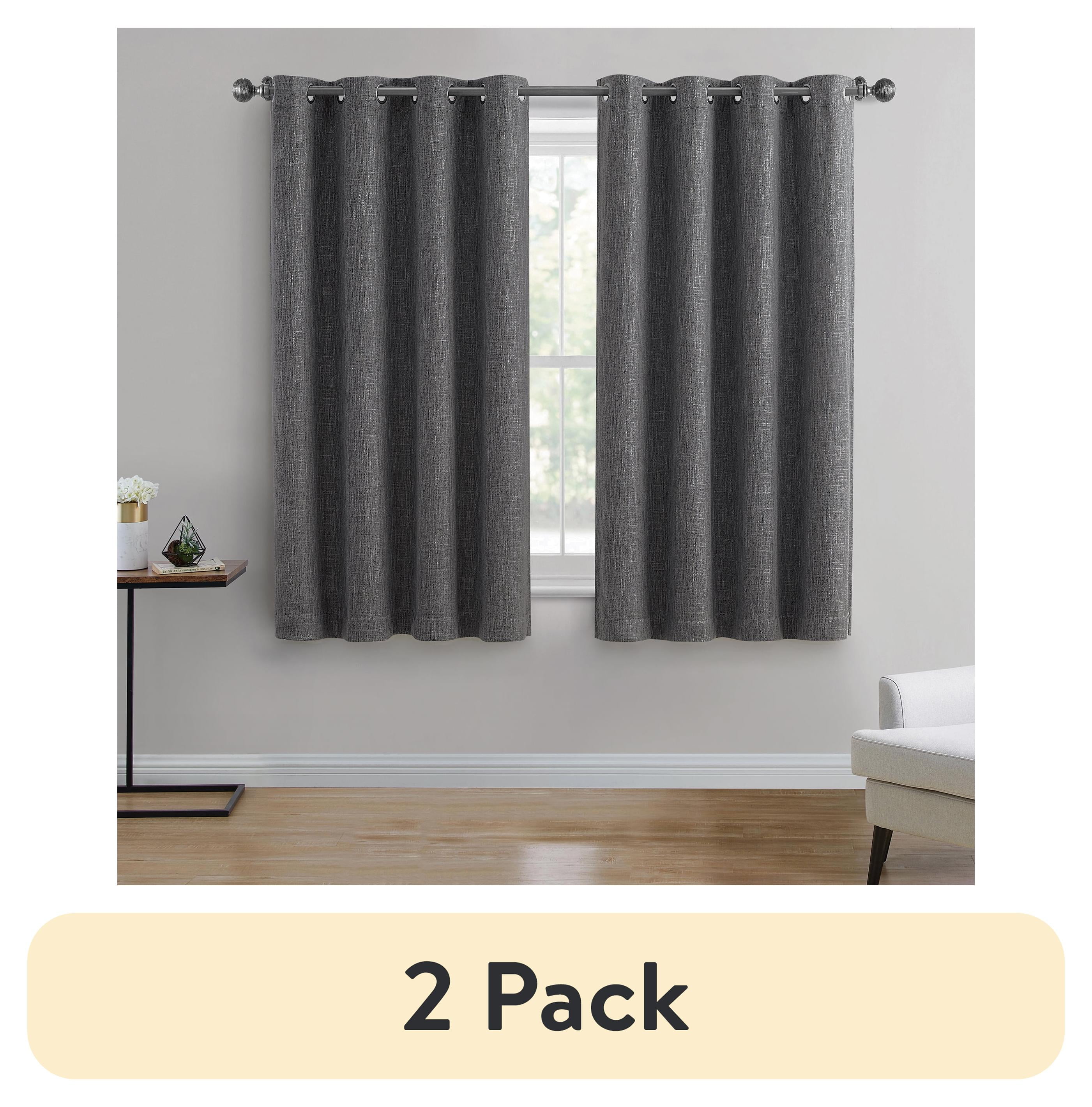(2 pack) Better Homes & Gardens Woven Textured Grommet Blackout Curtain Panel, 1-Piece, Gray, 50" W x 63" L