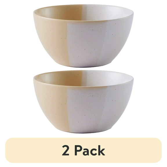 (2 pack) Better Homes & Gardens Yellow Hayes Cereal Stoneware Bowl