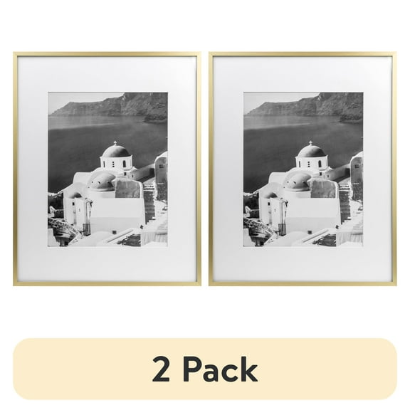 (2 pack) Better Homes & Gardens – 11x14 Picture Frame – Gold Matted Gallery Wall Photo Frame