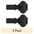 thumbnail image 1 of (2 pack) Better Homes and Gardens 1" Matte Black Ribbed Knob Adjustable Single Rod Set, 42"-120", 1 of 8