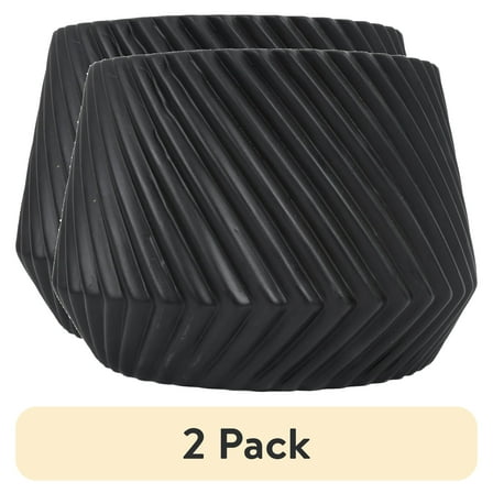 (2 pack) Better Homes and Gardens 6 in Black Ceramic Ridge Planter