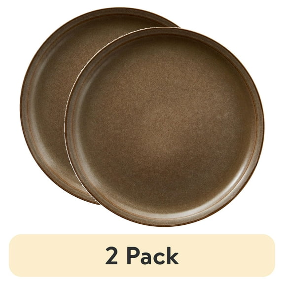 (2 pack) Better Homes and Gardens Banks Brown 10.25-Inch Stoneware Dinner Plate