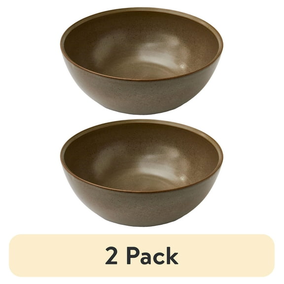 (2 pack) Better Homes and Gardens Banks Brown 10.8-inch Stoneware Serving Bowl
