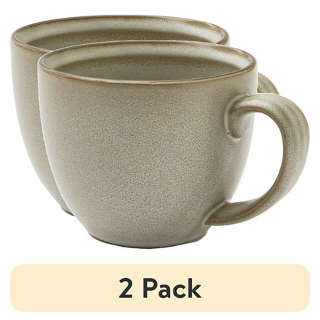 (2 pack) Better Homes & Gardens Banks Cream 14.2-Ounce Stoneware Mug