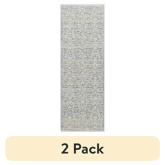 (2 pack) Better Homes and Gardens Blue Floral Runner Rug, 29" x 7'