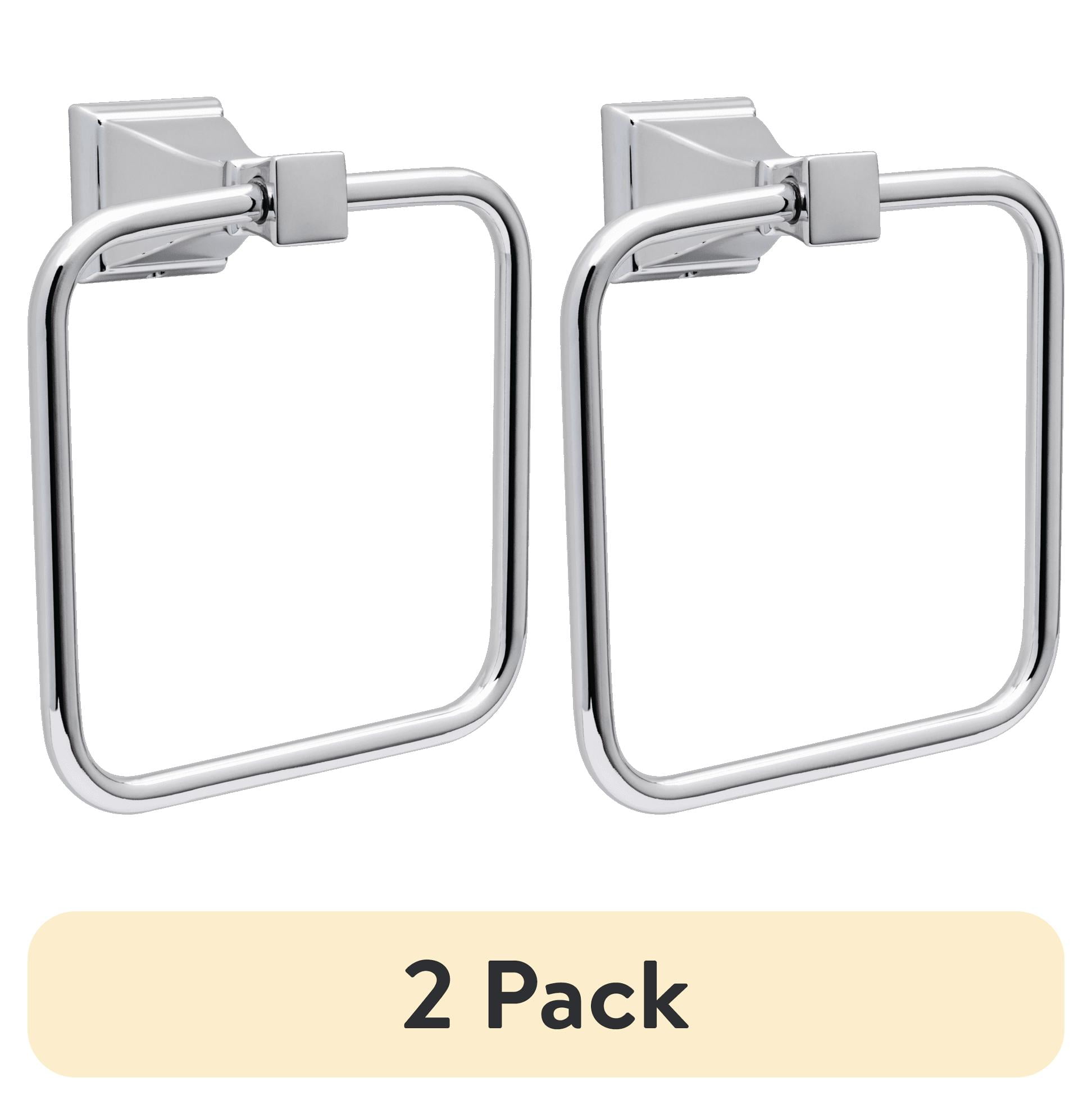 (2 pack) Better Homes and Gardens Chandler Towel Ring, Wall Mounted Bathroom Towel Holder, Chrome