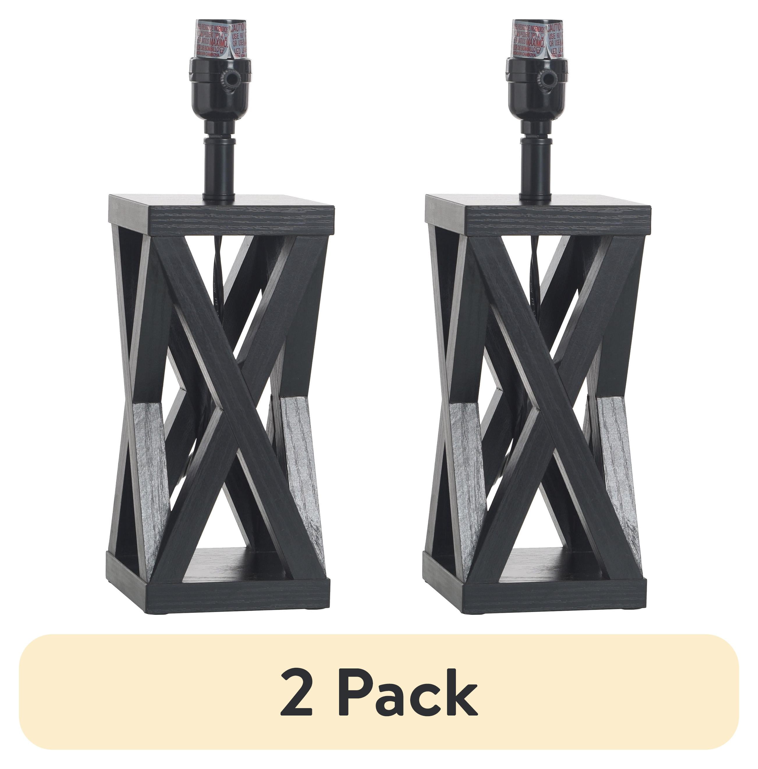 (2 pack) Better Homes and Gardens Crossmill Black Accent Table Lamp Base, 4.5"L x 4.5"W x 14"H