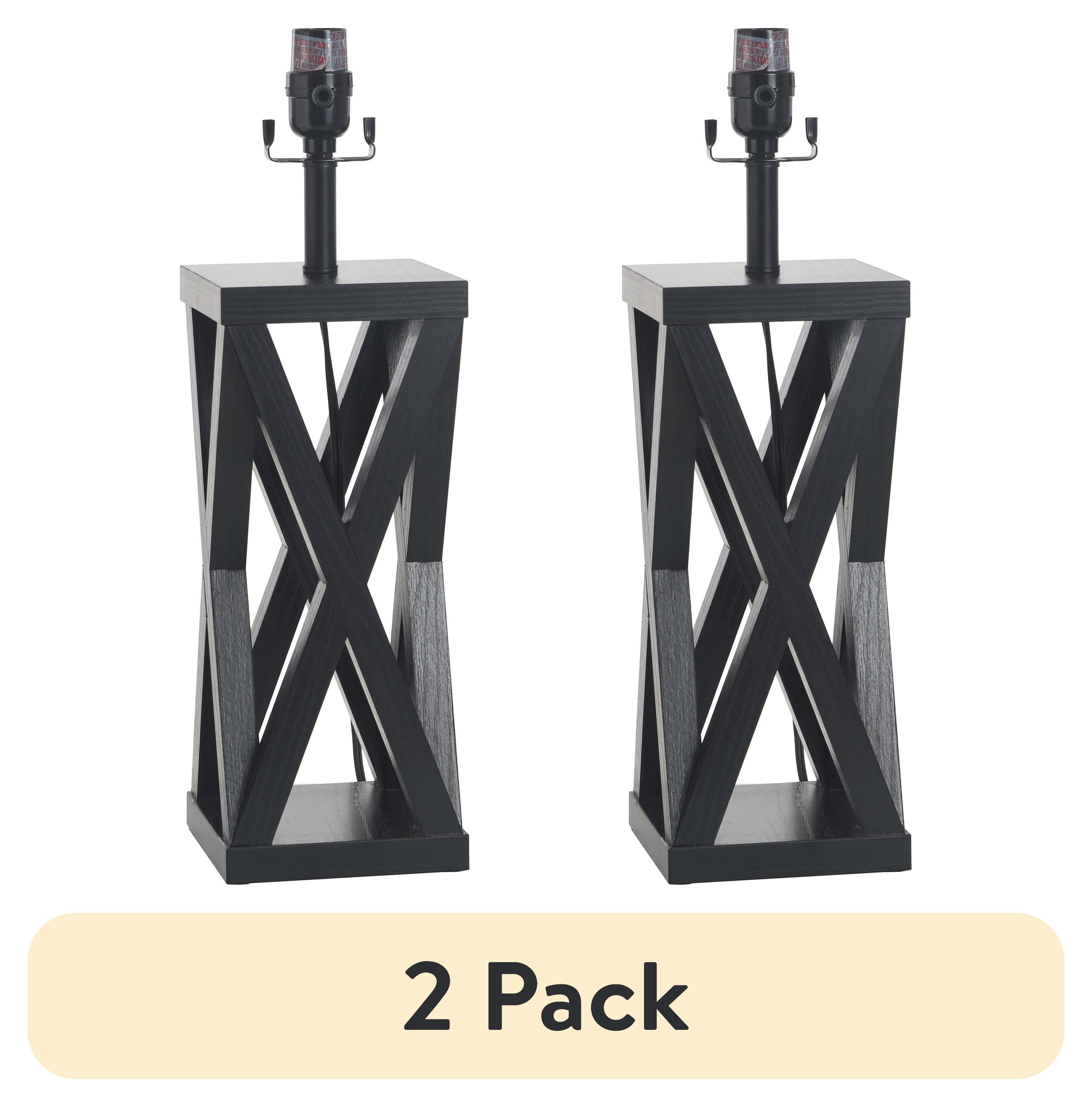 (2 pack) Better Homes & Gardens Crossmill Black Table Lamp Base, 5.5 in x 5.5 in x 18.5 in