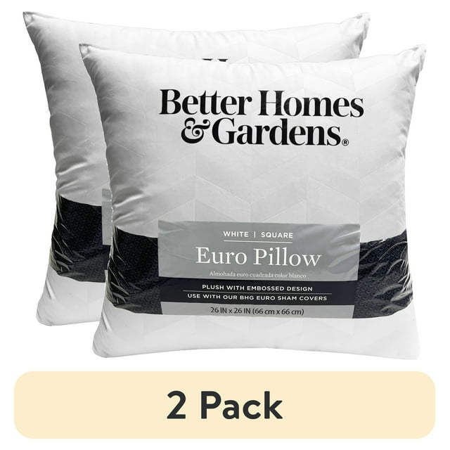 (2 pack) Better Homes and Gardens Euro Pillow Insert, 26"x26"