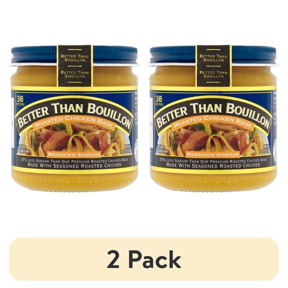(2 pack) Better Than Bouillon Reduced Sodium Roasted Chicken Base, Shelf-Stable, 8 oz Jar