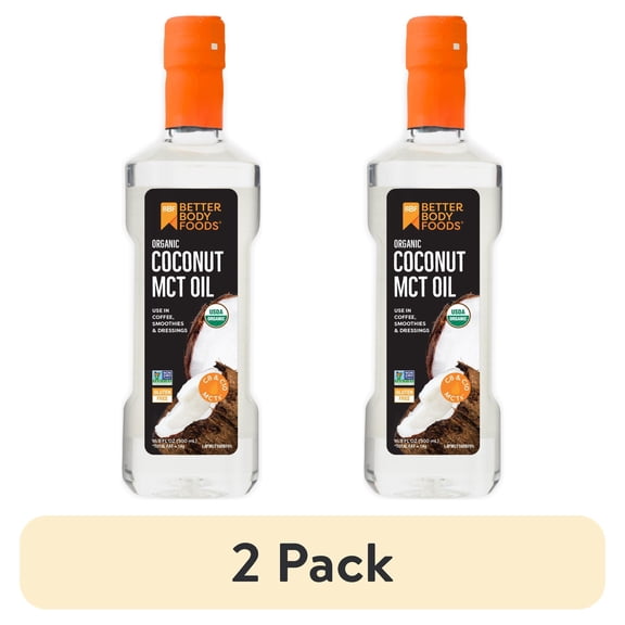 (2 pack) BetterBody Foods MCT Oil Concentrated MCTs from Organic Coconut Oil, 500ml
