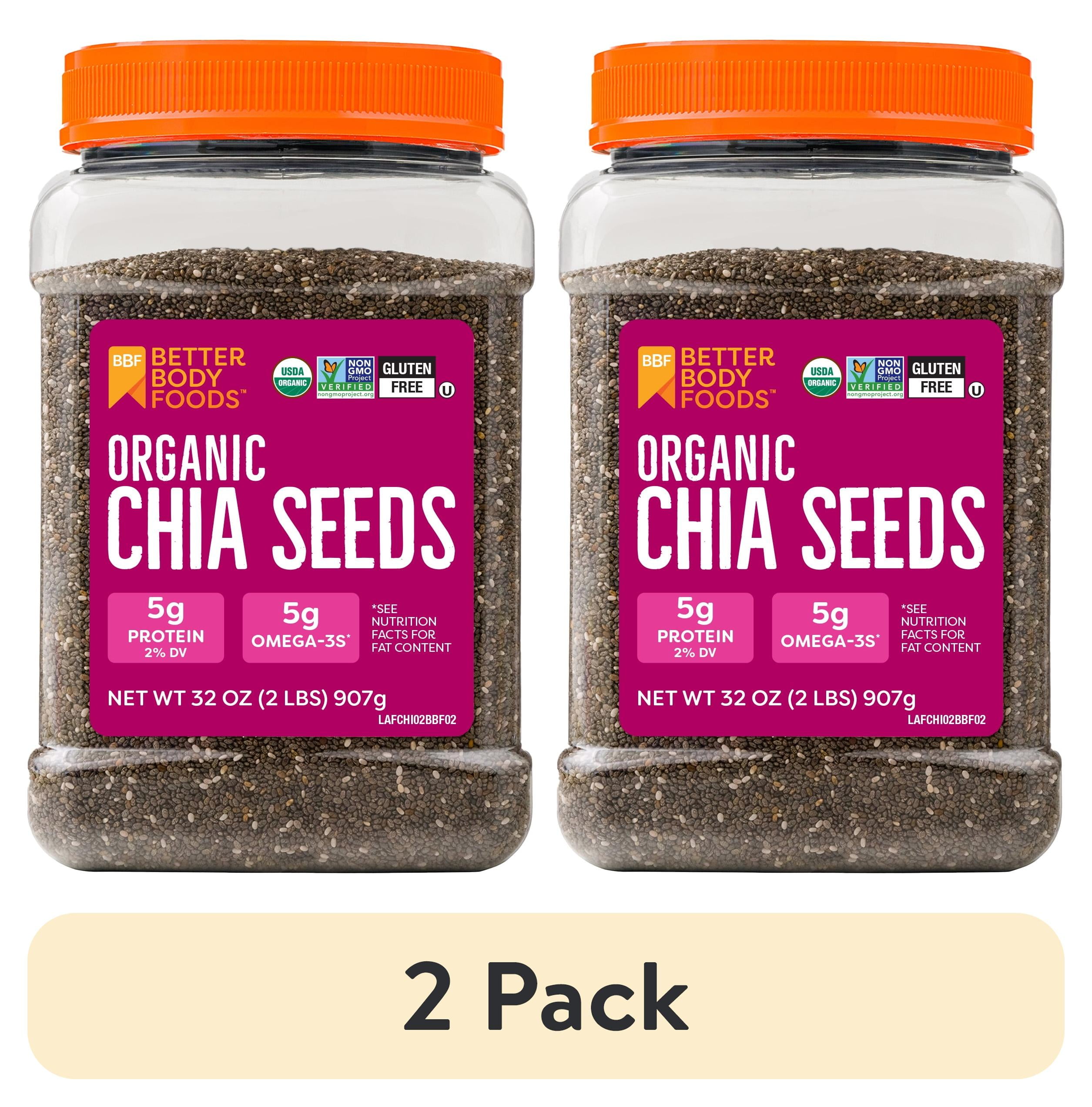 (2 pack) BetterBody Foods Organic Chia Seeds, 2.0 lb, 30 Servings