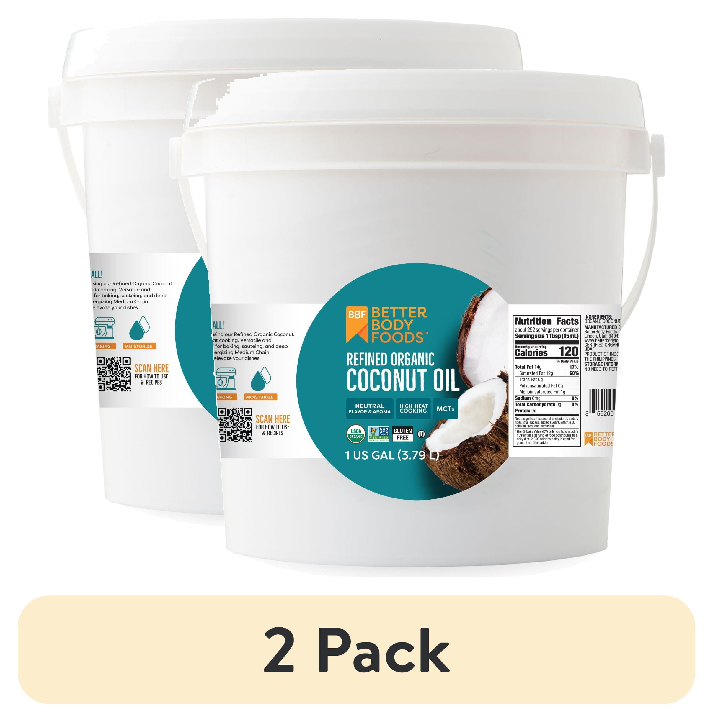 (2 pack) BetterBody Foods Organic Refined Coconut Oil, 1 Gallon