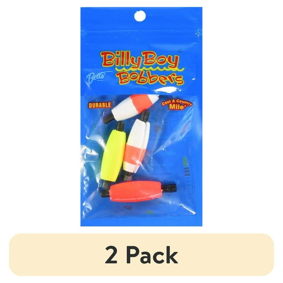 (2 pack) Betts Billy Boy Slotted Peg Cigar Bobbers Fishing Floats, Assorted Colors, 1/2", 4-pack