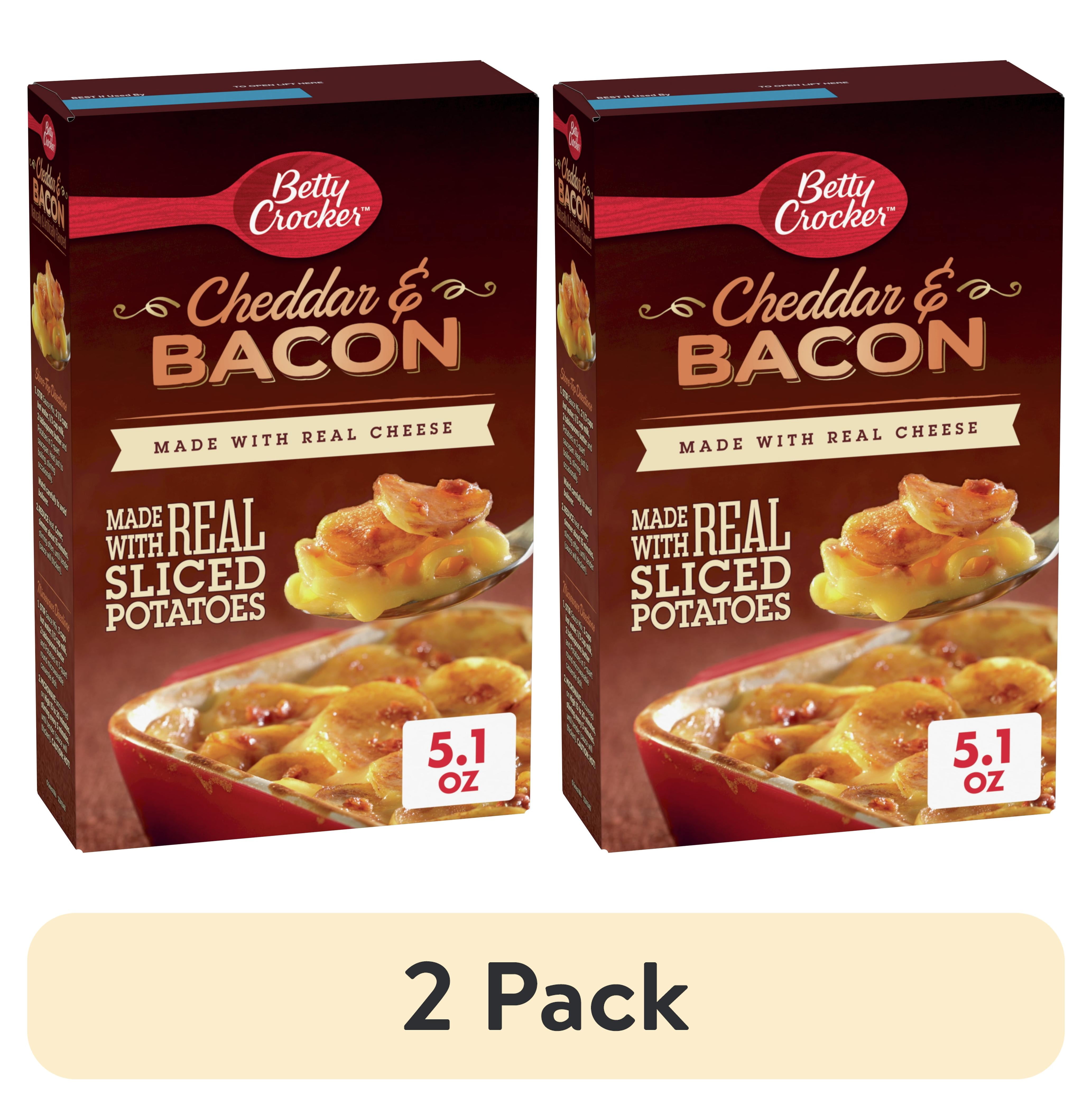 (2 pack) Betty Crocker Cheddar and Bacon Potatoes, Made with Real Cheese, 5.1 oz