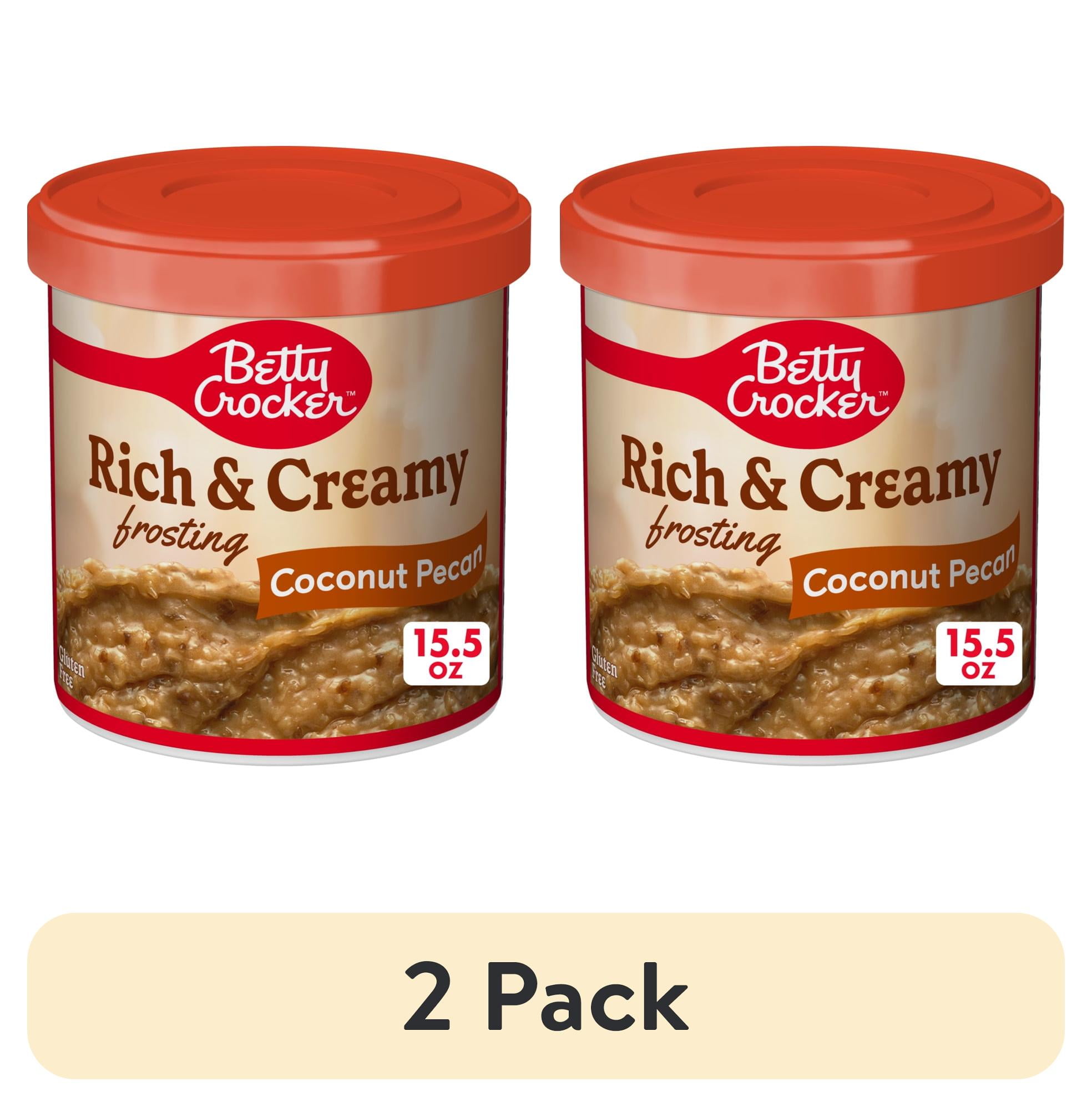 (2 pack) Betty Crocker Rich and Creamy Coconut Pecan Frosting, Gluten Free, Holiday Baking, 15.5 oz