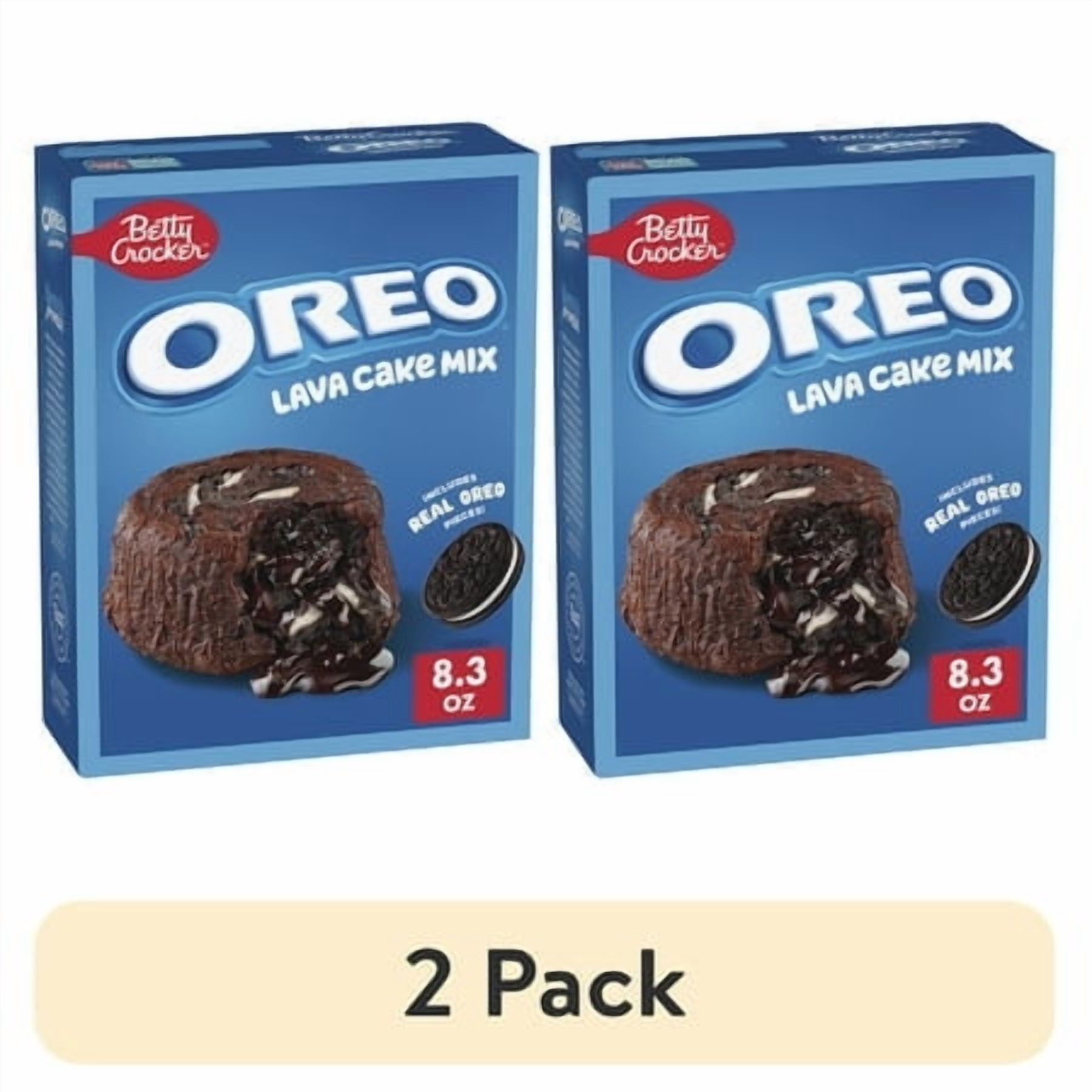 (2 pack) Betty Crocker OREO Lava Cake Mix, Chocolate Cake Mix With OREO Cookie Pieces, 8.3 oz