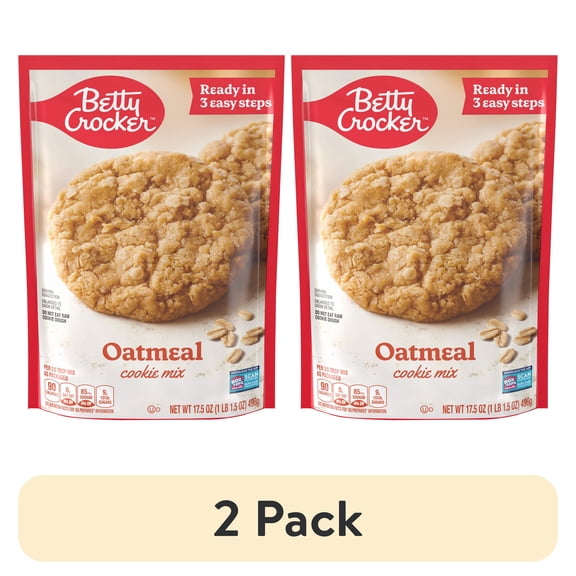 (2 pack) Betty Crocker Oatmeal Cookies, Cookie Baking Mix, 17.5 oz