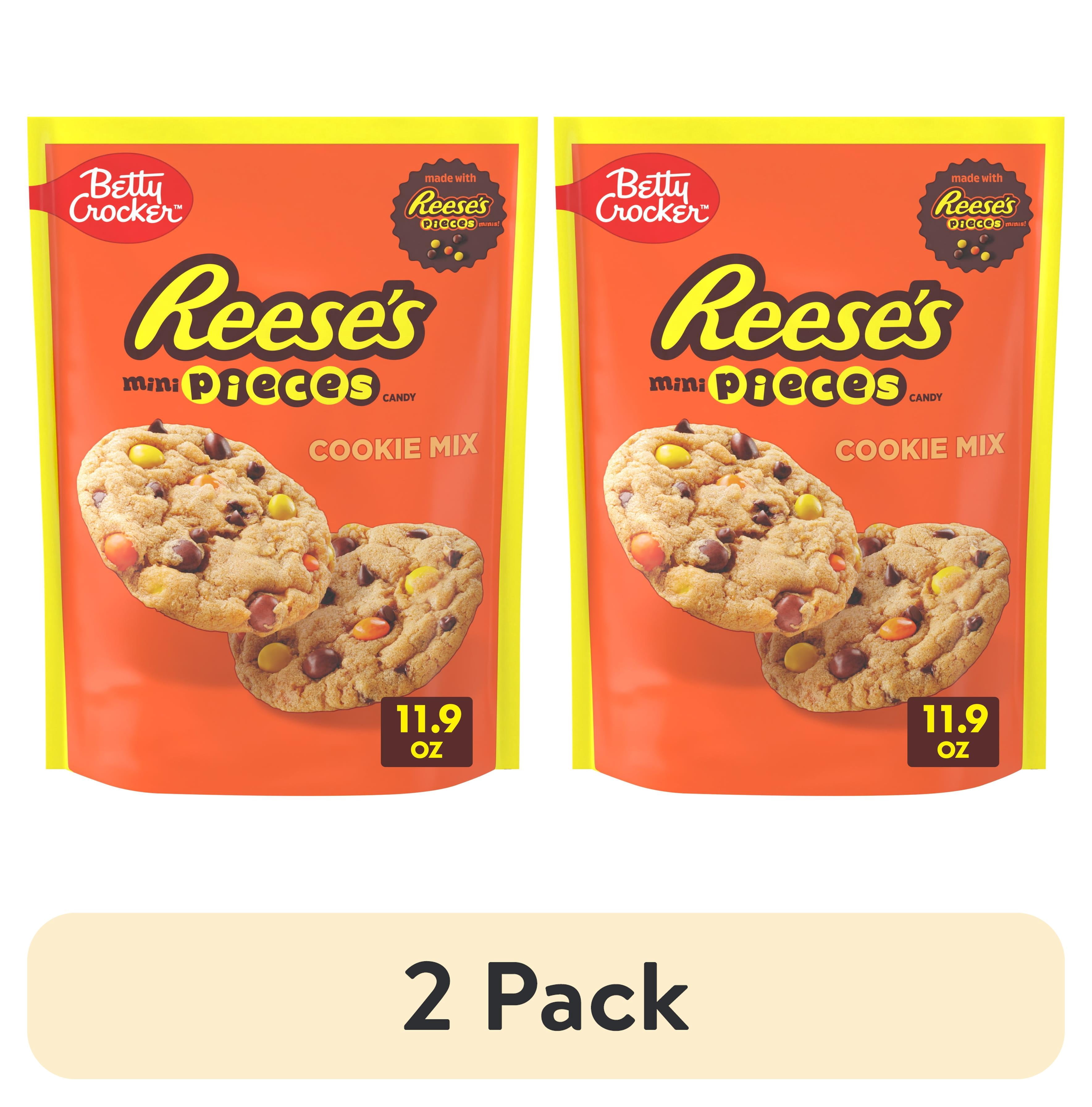 (2 pack) Betty Crocker Peanut Butter Cookie Mix, REESE's PIECES Minis & Chocolate Chips, 11.9 oz