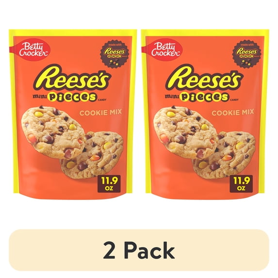(2 pack) Betty Crocker Peanut Butter Cookie Mix, REESE's PIECES Minis & Chocolate Chips, 11.9 oz