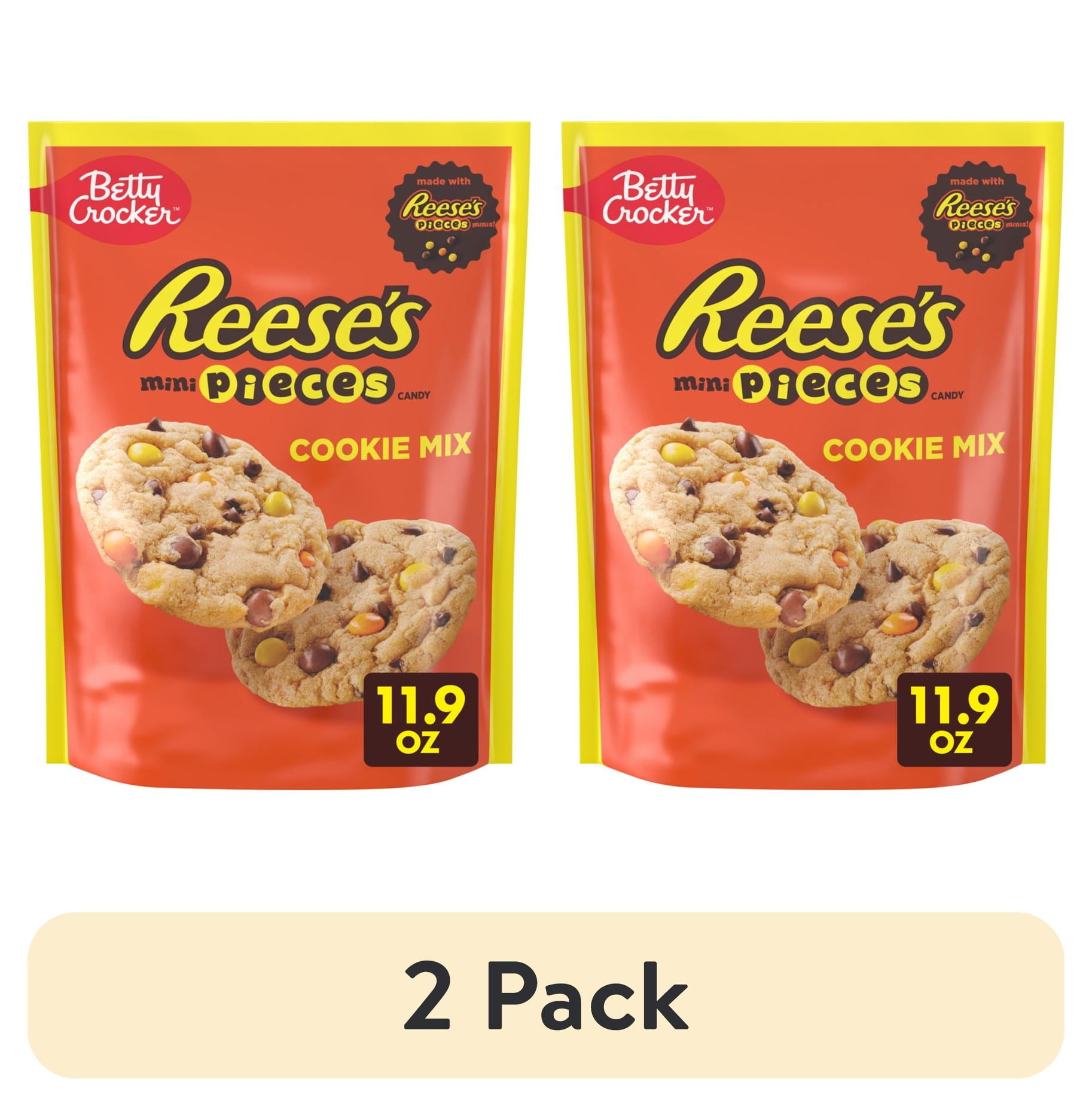 (2 pack) Betty Crocker REESE'S Pieces Minis and Peanut Butter Cookie Mix, Holiday Baking, 11.9 oz