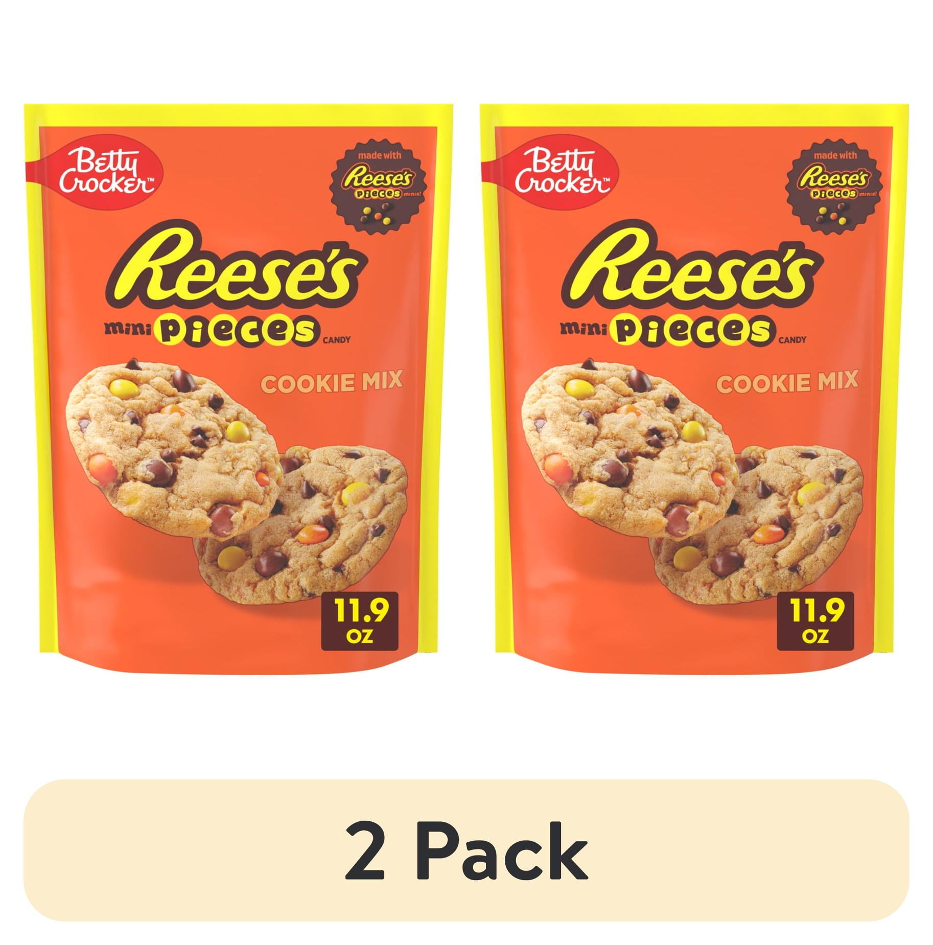 (2 pack) Betty Crocker Peanut Butter Cookie Mix, REESE's PIECES Minis & Chocolate Chips, 11.9 oz