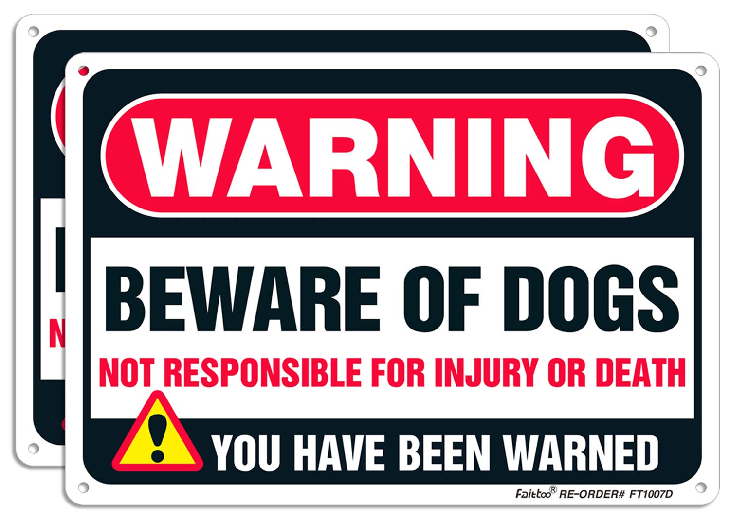 (2 pack) Beware Of Dog Sign, Large Thick Rust Free Heavy Duty - UV ...