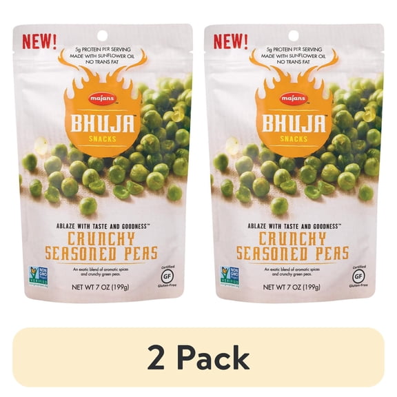 (2 pack) Bhuja Snacks Crunchy Seasoned Peas, 7 Oz