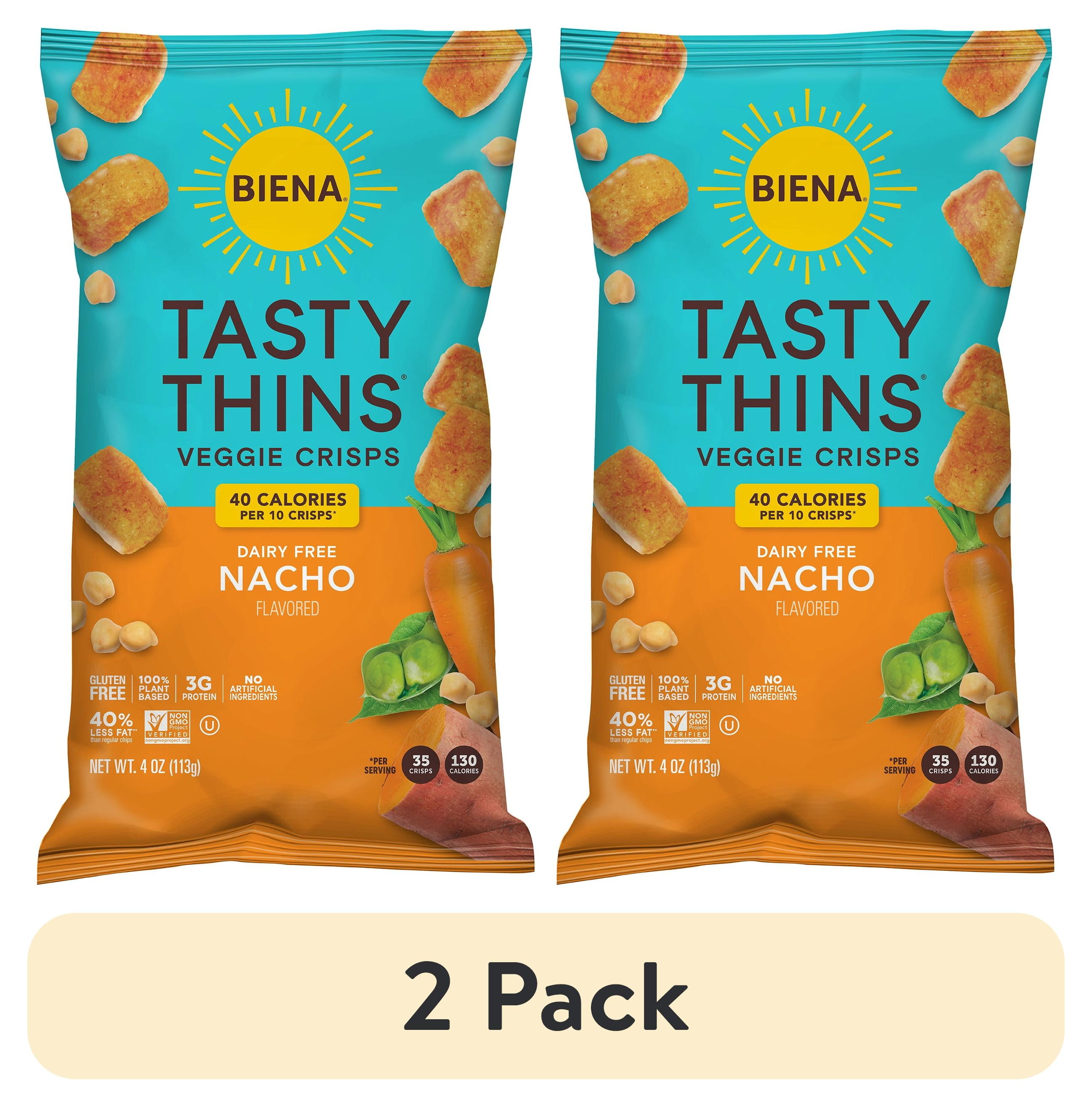 (2 pack) Biena Tasty Thins Nacho Flavored Veggie Crisps, 4 oz