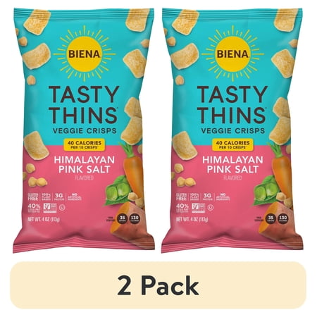 (2 pack) Biena Tasty Thins Snack Crisps, Himalayan Pink Salt Flavor, 4oz