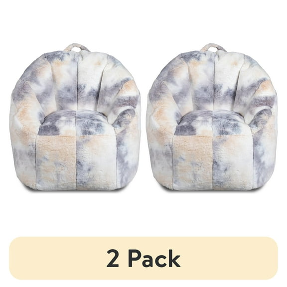 (2 pack) Big Joe Joey Bean Bag Chair, Plushie, Kids/Teens, 2.5ft, Beige Tie Dye