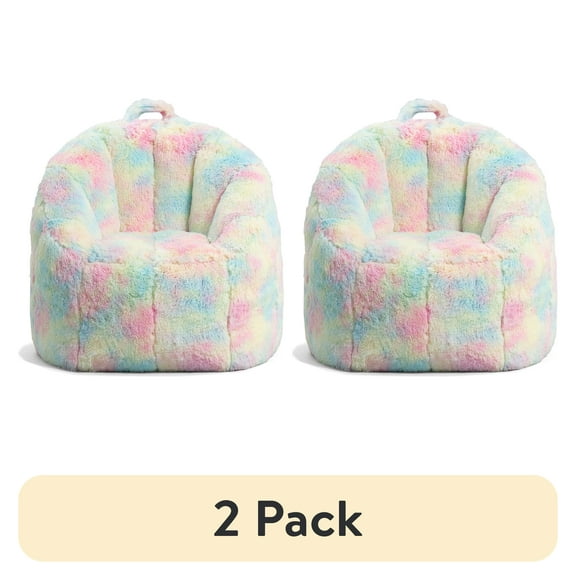 (2 pack) Big Joe Joey Bean Bag Chair, Plushie, Kids/Teens, 2.5ft, Unicorn Rainbow